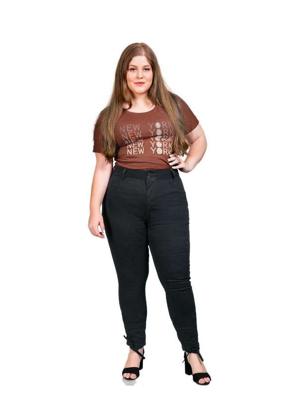 Razon Jeans - Calça Feminina Sarja Lycra Plus Skinny - Preto