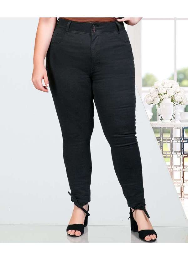 Razon Jeans - Calça Feminina Sarja Lycra Plus Skinny - Preto 2