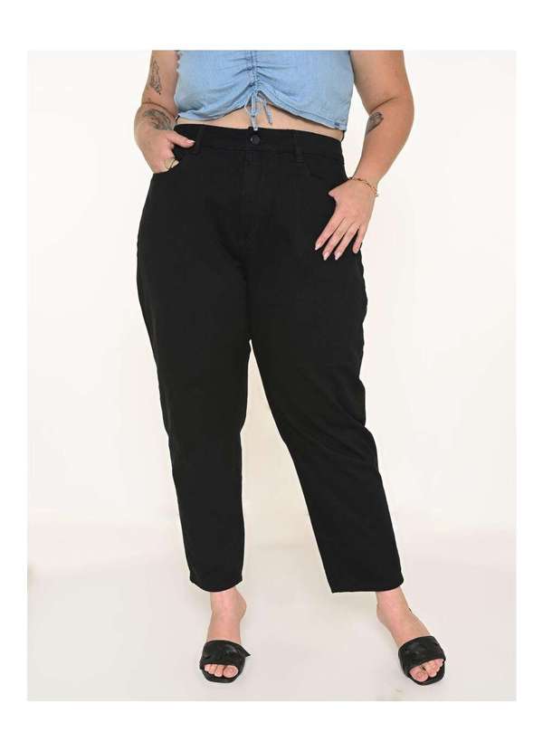 Razon Jeans - Calça Feminina Sarja Plus Mom Basica Preto - Preto 2