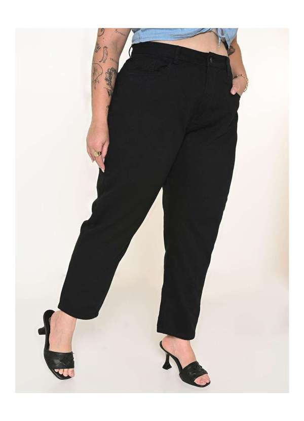 Razon Jeans - Calça Feminina Sarja Plus Mom Basica Preto - Preto 3