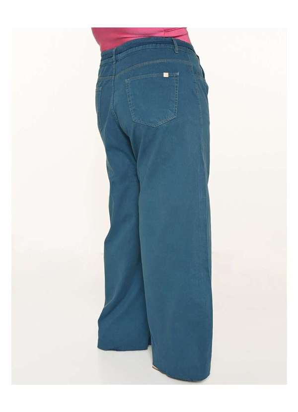 Razon Jeans - Calça Feminina Sarja Plus Wide Leg Azul - Azul 3