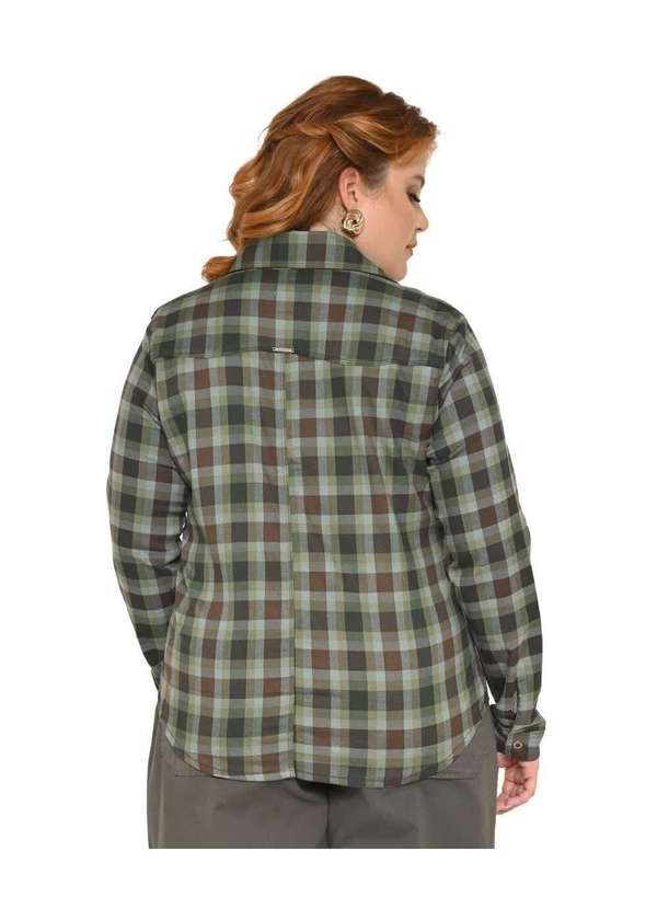 Razon Jeans - Camisa Feminina Manga Longa Plus Xadrez Verde - Verde 4