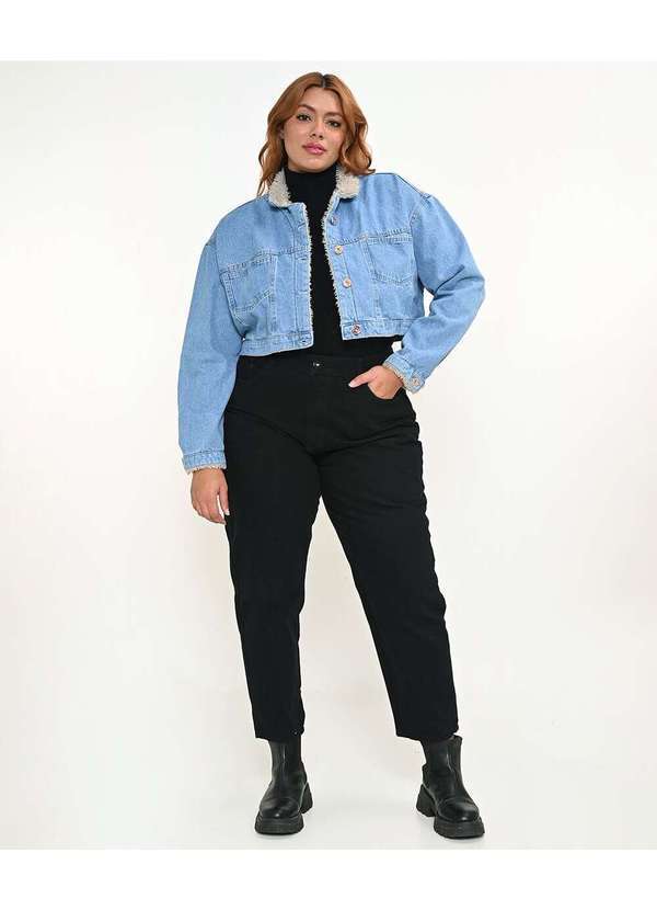 Razon Jeans - Jaqueta Feminina Jeans Plus Cropp com Pelo L2/2 - Única - Jeans Claro
