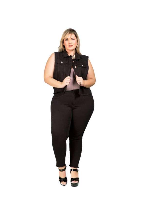Razon Jeans - Colete Feminino Preto Sarja Plus Razon Jeans - Preto