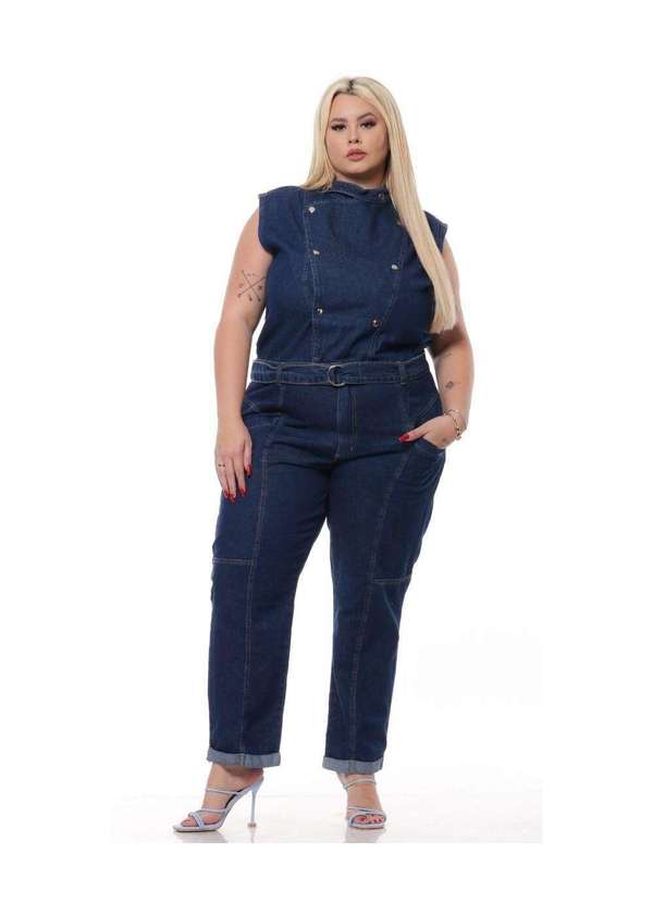 Razon Jeans - Macacão Feminino Jeans Plus Razon Jeans - Jeans