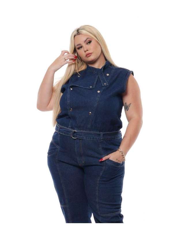 Razon Jeans - Macacão Feminino Jeans Plus Razon Jeans - Jeans 3