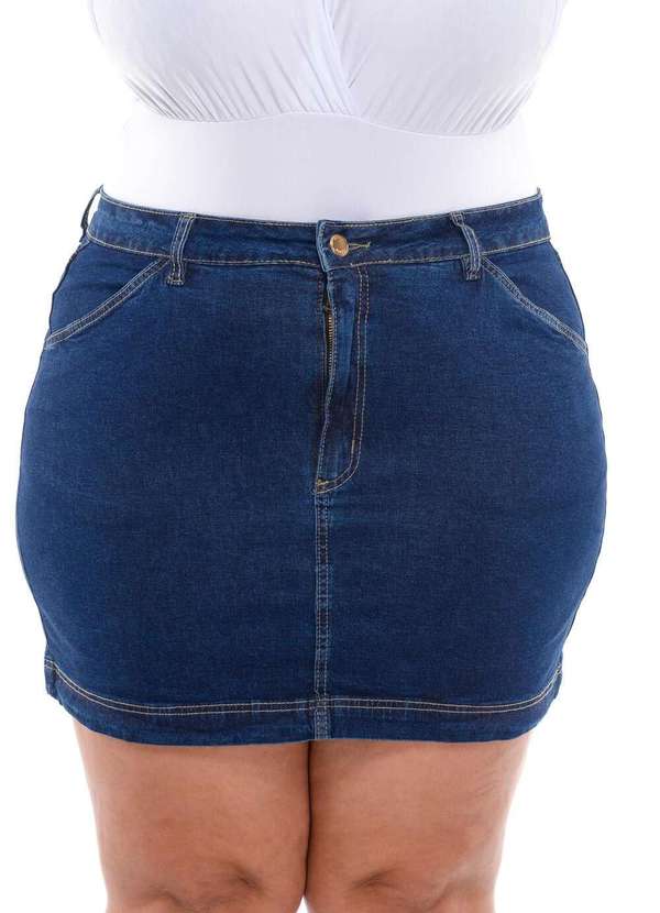 Razon Jeans - Mini Saia Feminina Jeans Lycra Plus - Jeans
