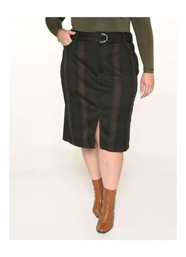 Razon Jeans - Saia Feminina Midi Plus Xadrez - Xadrez 3