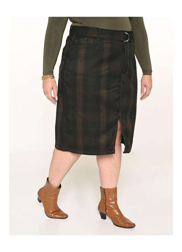 Razon Jeans - Saia Feminina Midi Plus Xadrez - Xadrez 2