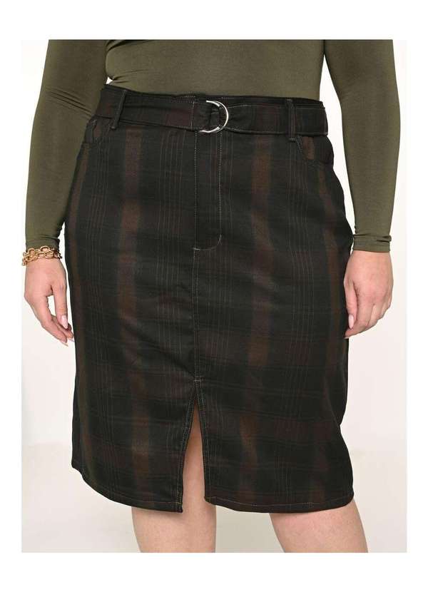 Razon Jeans - Saia Feminina Midi Plus Xadrez - Xadrez 5