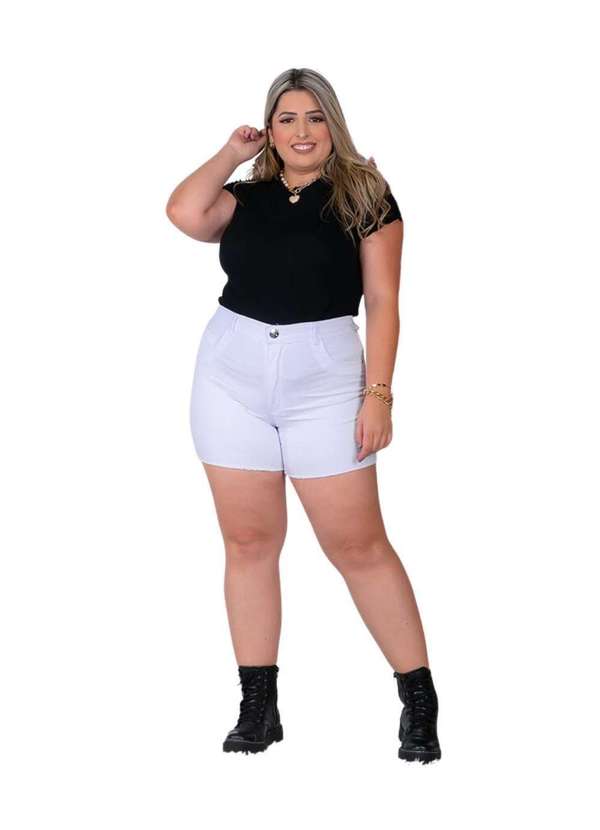 Razon Jeans - Short Feminino Sarja Lycra Plus Branco Razon Jeans - Branco