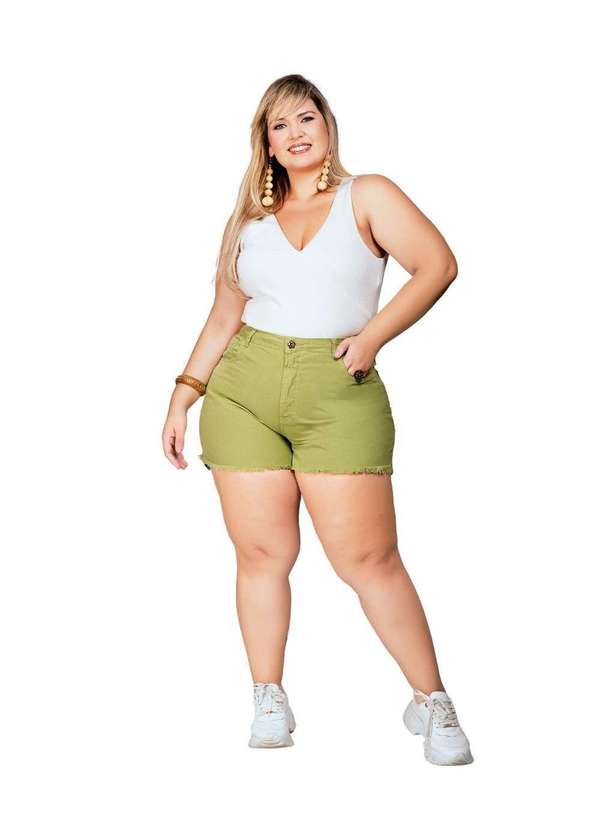 Razon Jeans - Shorts Feminino Sarja Boyfriend Plus Pistache - Pistache