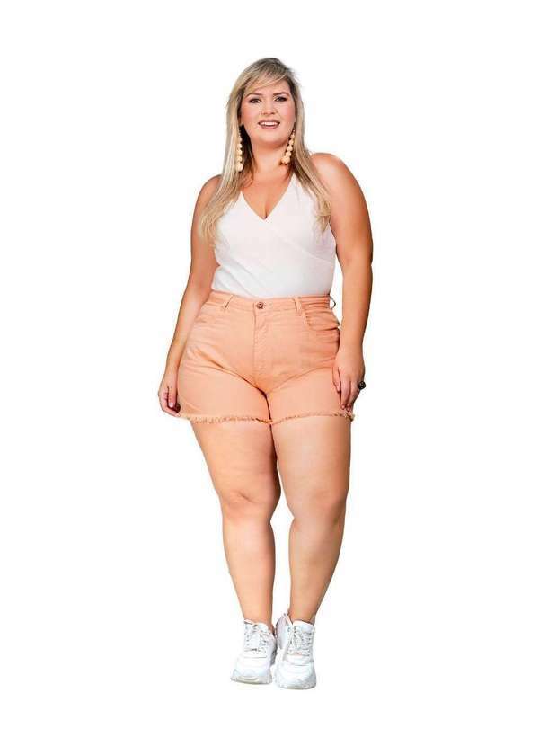 Razon Jeans - Shorts Feminino Sarja Boyfriend Plus Razon Jeans - Laranja