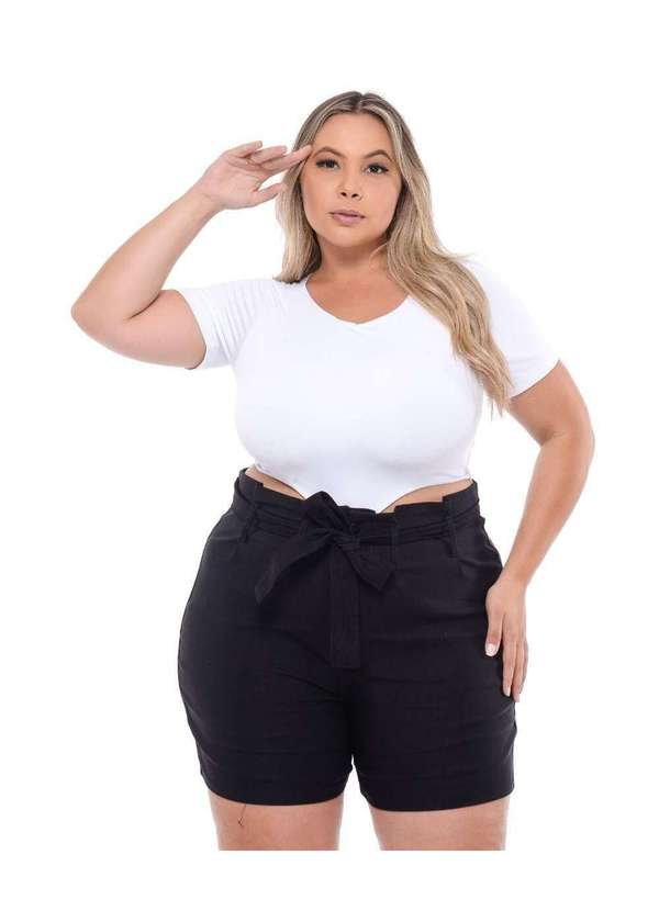 Razon Jeans - Shorts Feminino Sarja Lycra Plus Clochard Razon Jeans - Preto