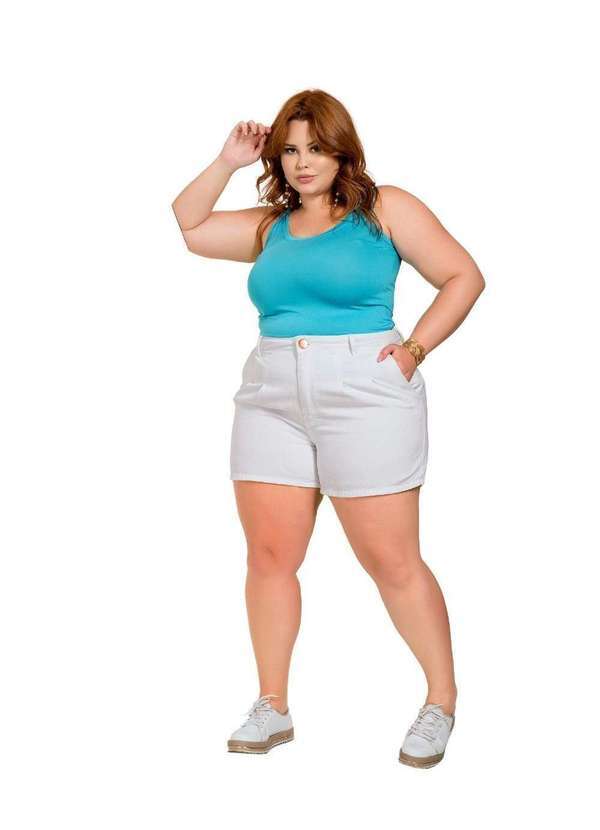 Razon Jeans - Shorts Feminino Sarja Plus Baggy Branco Razon Jeans - Branco