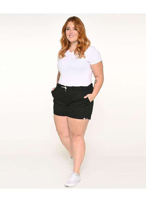 Razon Jeans - Shorts Feminino Sarja Plus com Elástico Razon Jeans - Preto