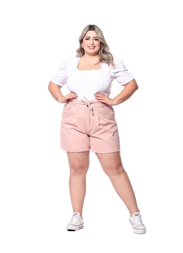 Razon Jeans - Shorts Feminino Sarja Plus Mom Razon Jeans - Rosa 3