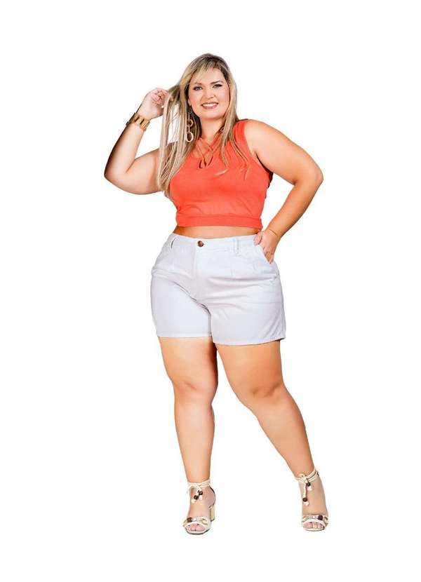 Razon Jeans - Shorts Feminino Sarja Plus Razon Jeans - Branco
