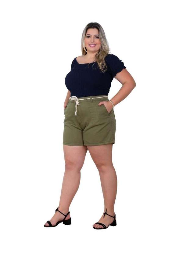 Razon Jeans - Shorts Feminino Sarja Verde Plus - Verde