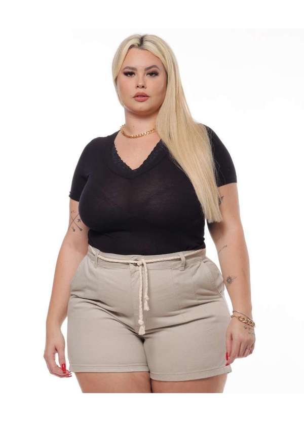 Razon Jeans - Shorts Sarja Feminino Plus - Areia 2