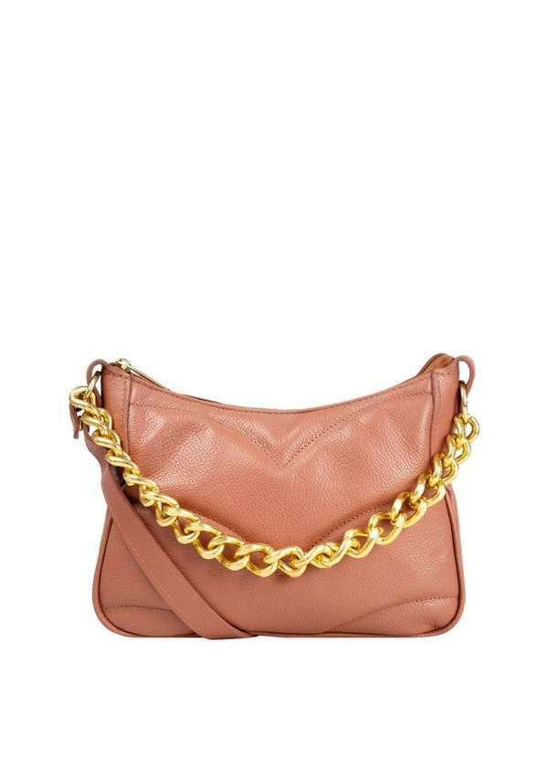 Le Postiche - Bolsa Couro Transversal Corrente Matelasse Rosa
