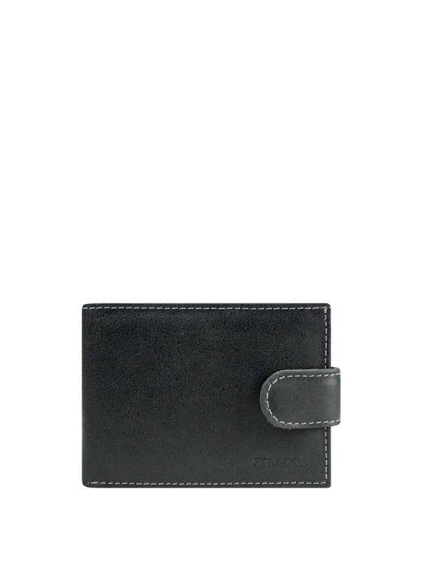 Stradda - Carteira Couro Masculina Vintage Lingueta Preto