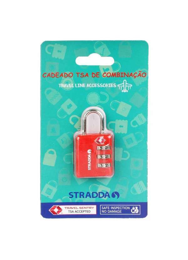 Stradda - Cadeado Tsa com Segredo Stradda Vermelho