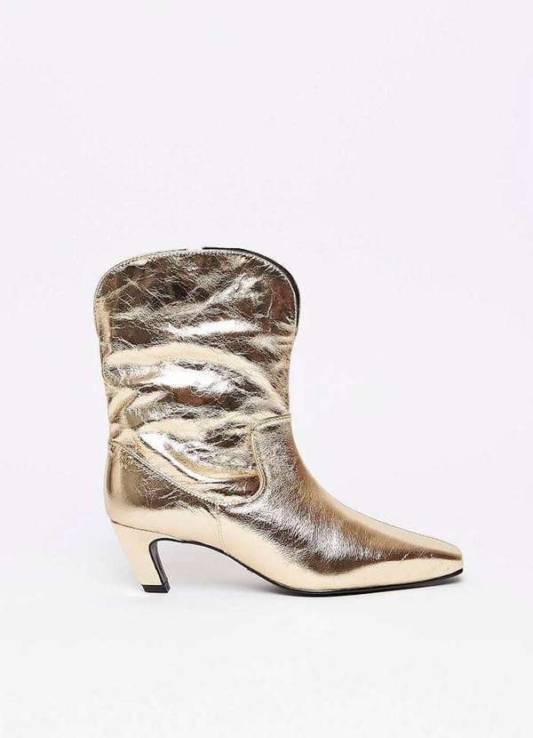 Lança Perfume - Bota Couro Metalizado Salto Baixo A0144