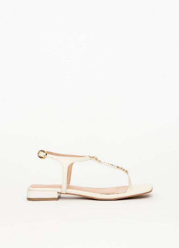 Lança Perfume - Sandália Rasteira com Letreiro e Corrente A2312