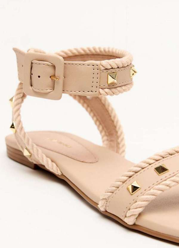 Lança Perfume - Sandália Rasteira Corda com Spikes A1038 3