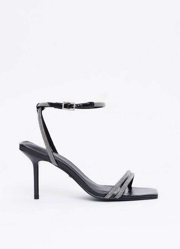 Lança Perfume - Sandália Couro Tiras Strass A0003 1