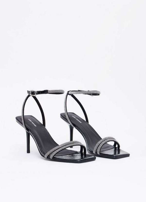 Lança Perfume - Sandália Couro Tiras Strass A0003 2