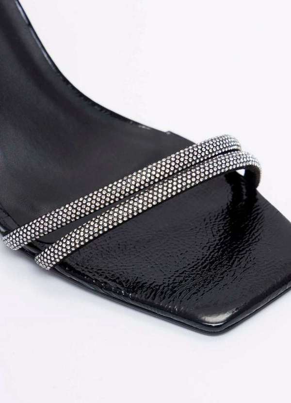 Lança Perfume - Sandália Couro Tiras Strass A0003 5