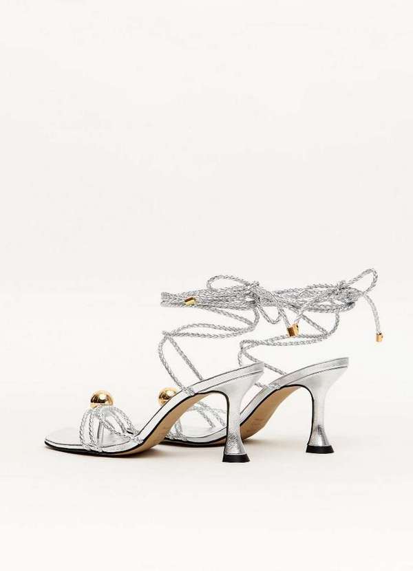 Lança Perfume - Sandália de Salto Médio com Amarração e Esfera Lp A0008 2