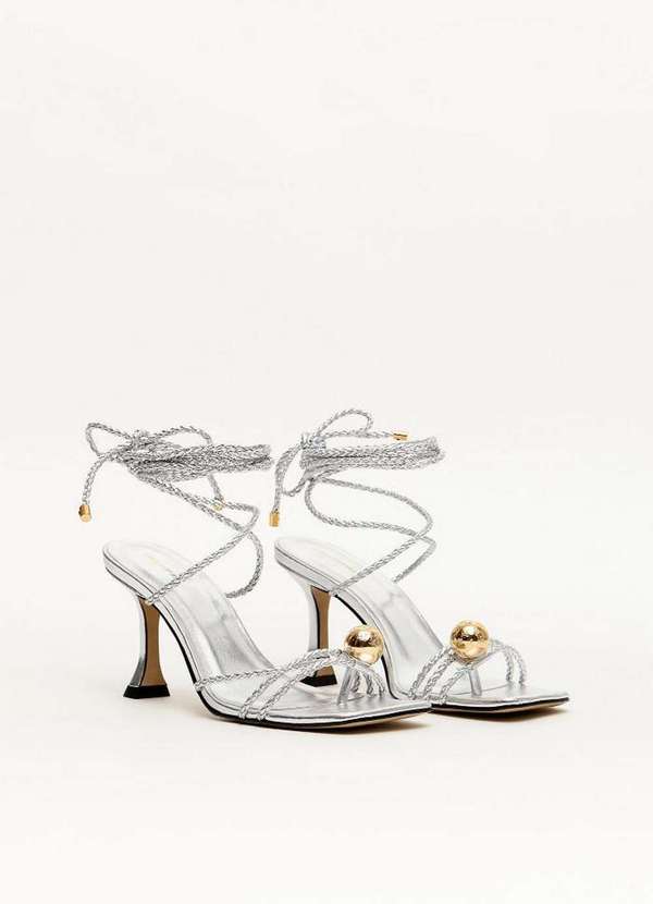 Lança Perfume - Sandália de Salto Médio com Amarração e Esfera Lp A0008 6