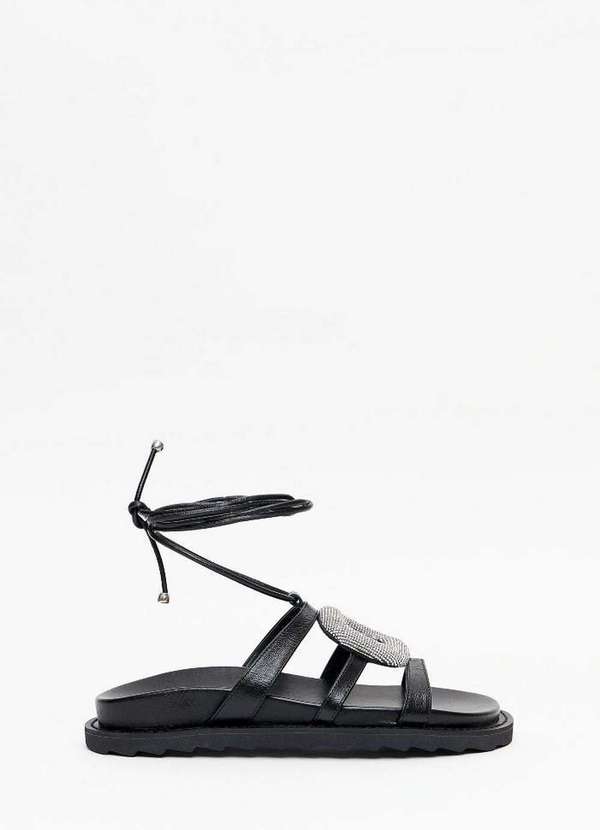 Lança Perfume - Sandália Papete Couro Brilho A0003