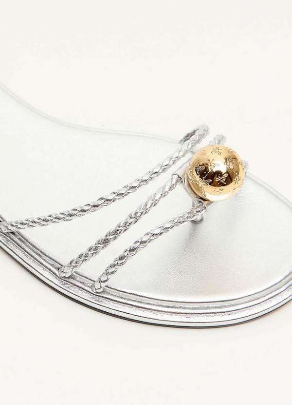 Lança Perfume - Sandália Rasteira com Tiras Trançadas e Esfera Lp A0008 2