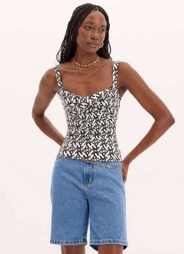 Lança Perfume Easy - Blusa Alças Torção Logomania A1866 3