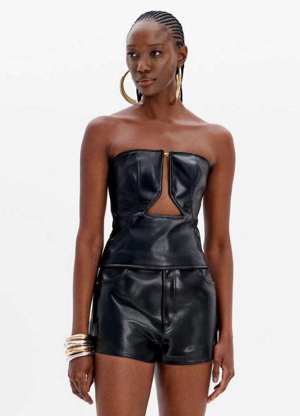 Lança Perfume - Blusa Corset com Zíper e Recorte Frontal A0003