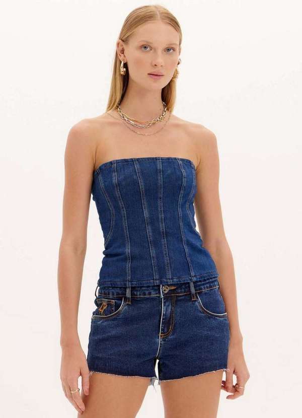 Lança Perfume Easy - Blusa Corset Jeans sem Alças A0004