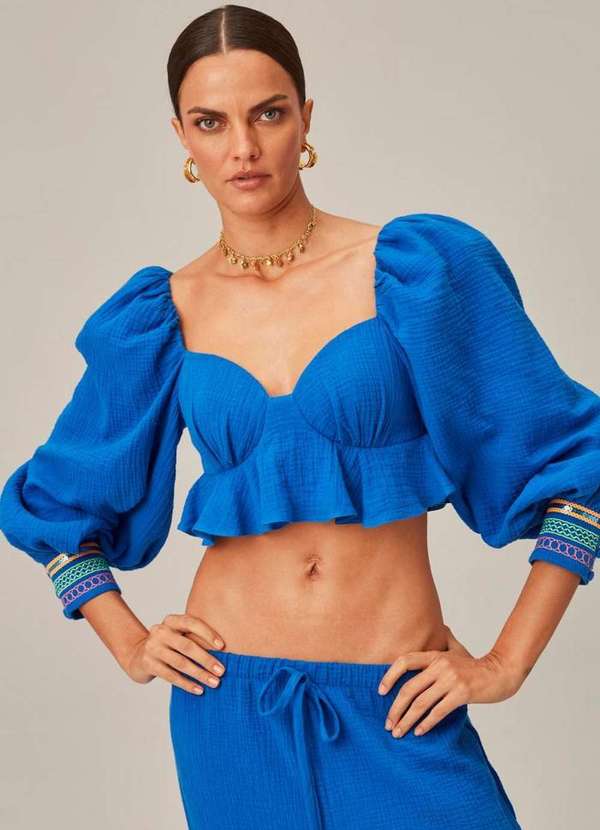 Lança Perfume - Blusa Cropped com Bordado 09639