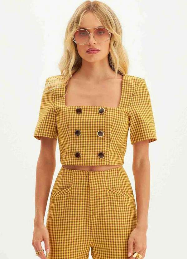 Lança Perfume - Blusa Cropped com Decote Quadrado A0470