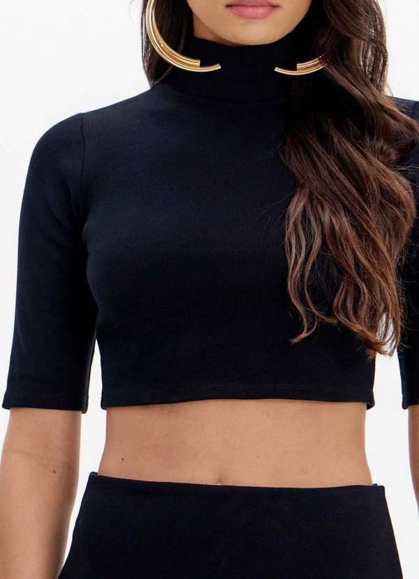 Lança Perfume - Blusa Cropped com Gola Alta e Manga Curta A0003 2