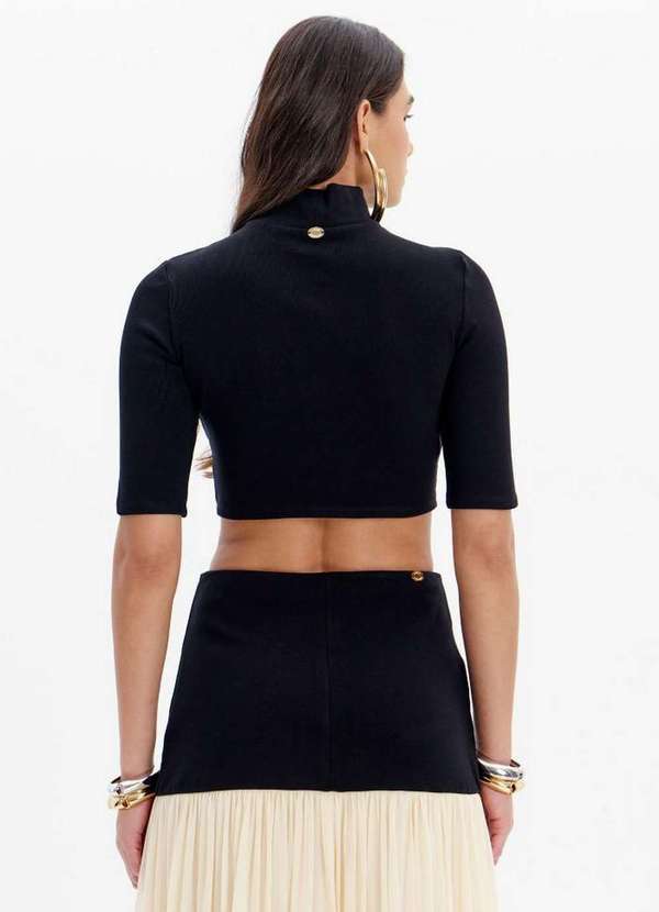 Lança Perfume - Blusa Cropped com Gola Alta e Manga Curta A0003 3