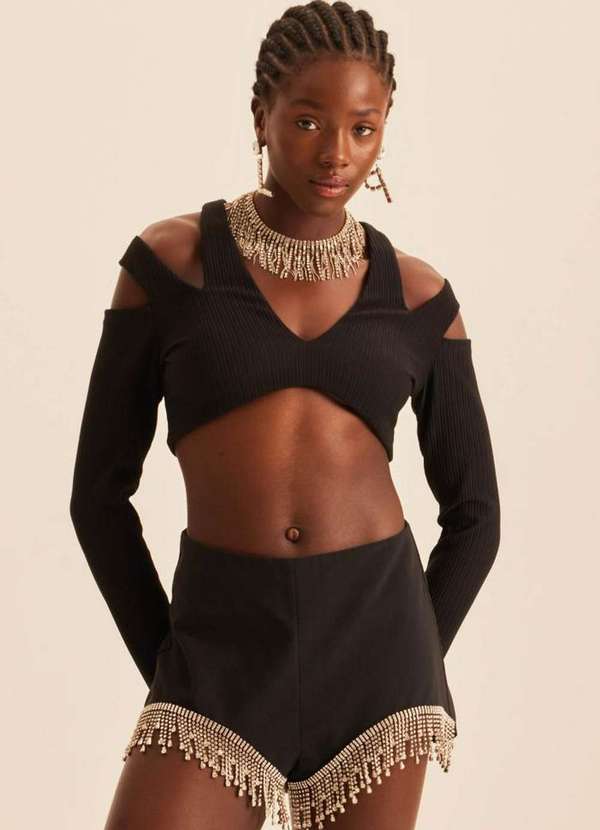 Lança Perfume - Blusa Cropped com Recortes 00003