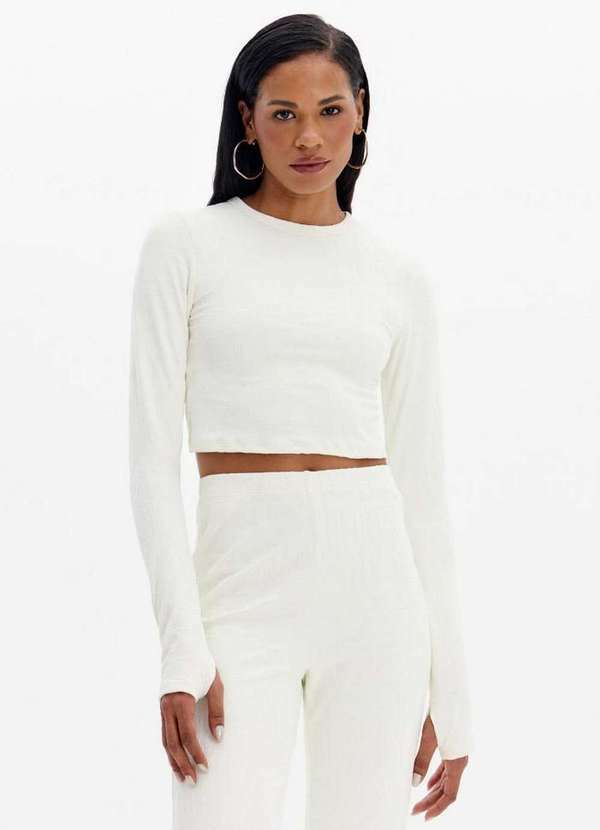 Lança Perfume Easy - Blusa Cropped Manga Longa com Gola Redonda A2518