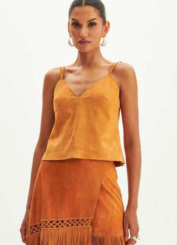 Lança Perfume - Blusa de Couro Decote V A0501 3