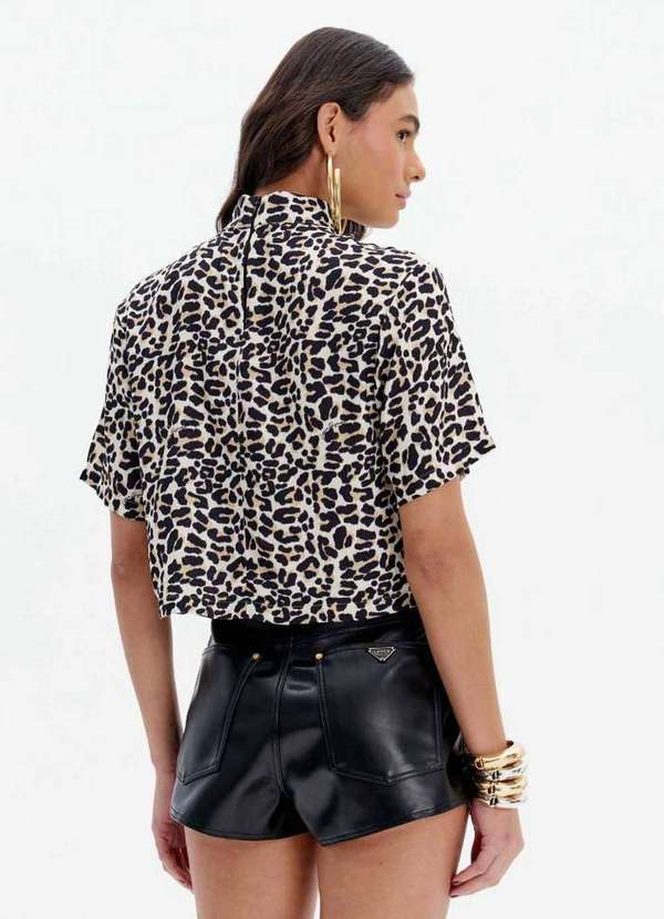 Lança Perfume - Blusa de Mangas Curtas Estampada com Gola Alta A2354 3