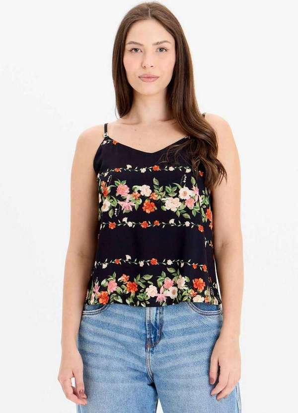 Lança Perfume - Blusa Estampada Alças com Enfeite A1548