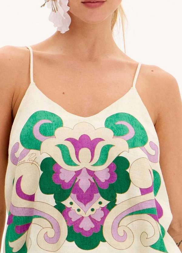 Lança Perfume - Blusa Estampada com Alças Finas e Decote em V A2108 2